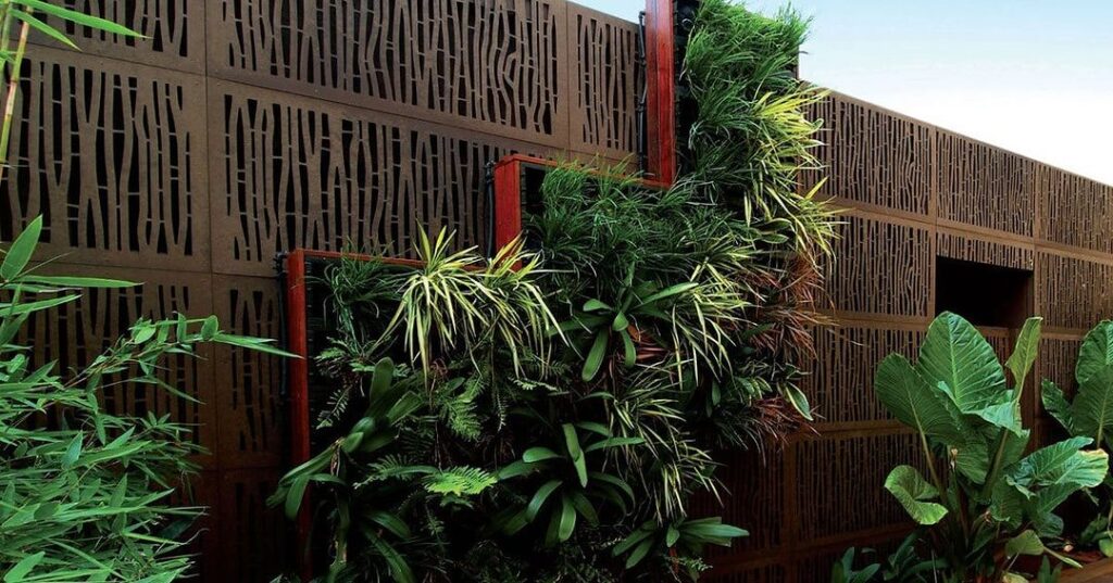 Decorative fence with vertical garden display