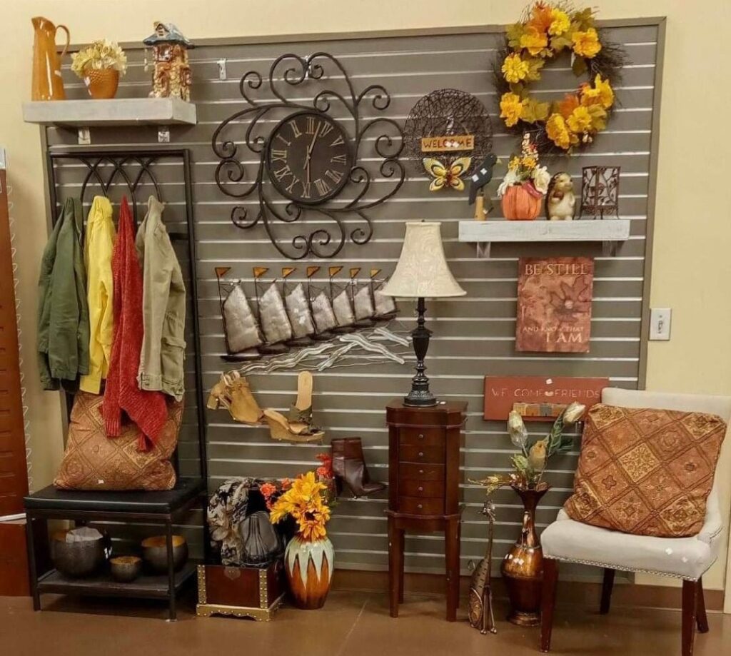 Festive fall entryway with diverse decorations