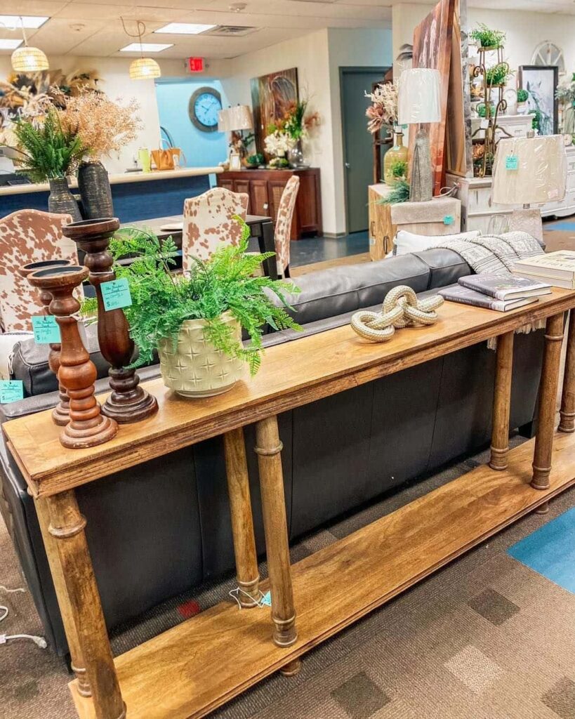 Lobby, rustic furniture, fall decor, plants