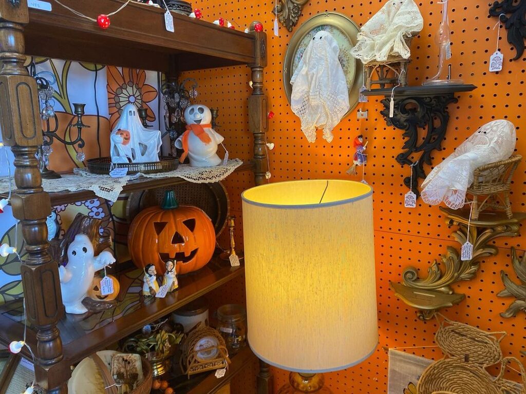 Vintage Halloween decor in thrift store