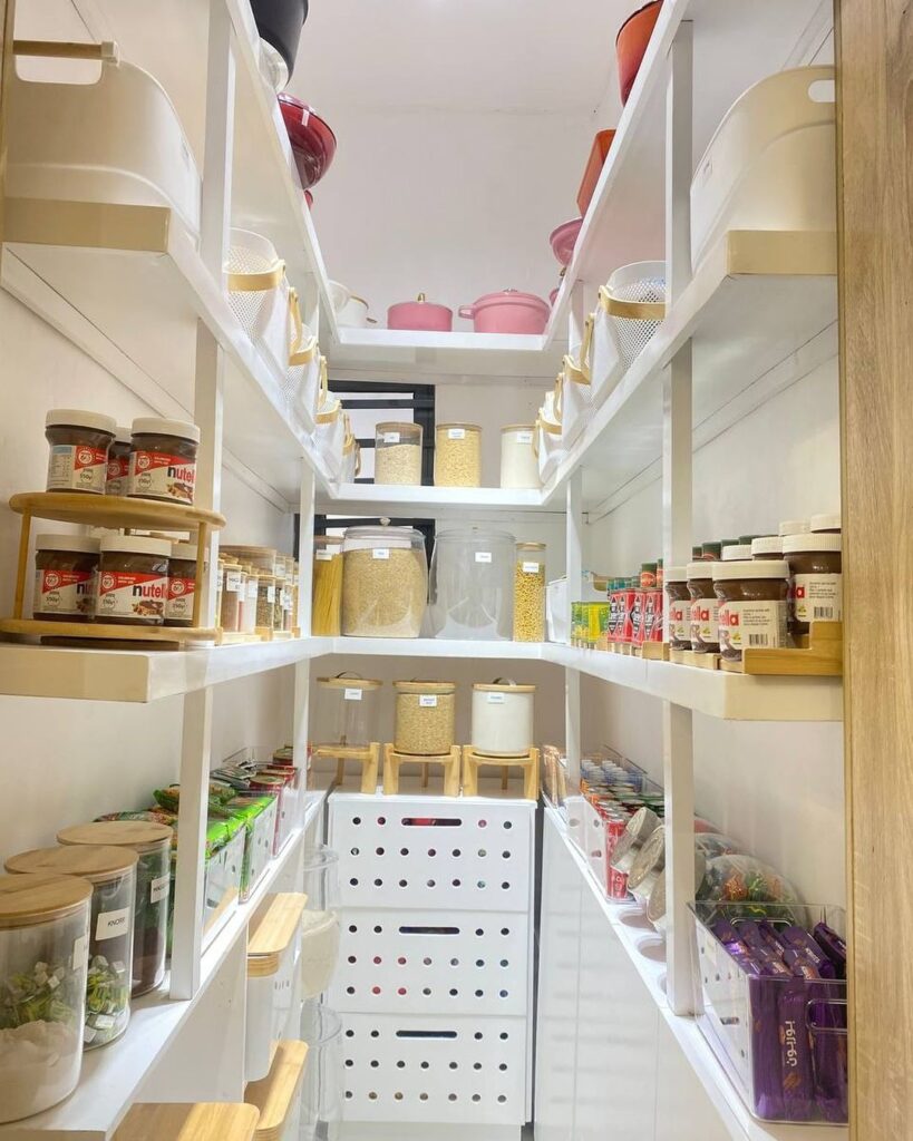 Organized pantry using affordable storage solutions