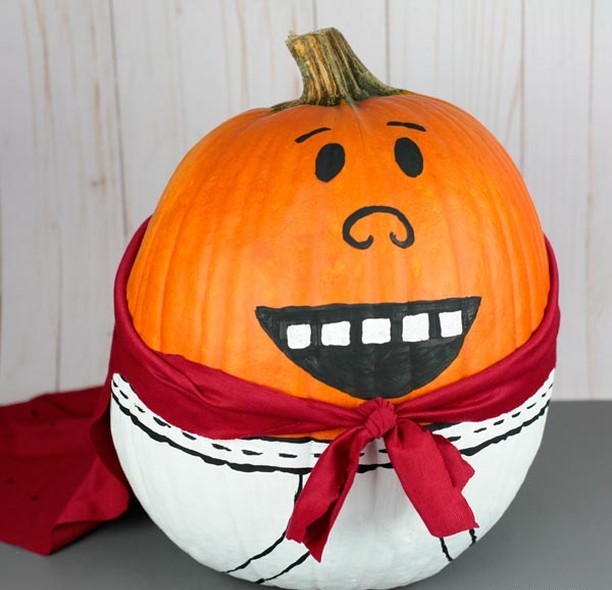 Pumpkin painted as Captain Underpants character.