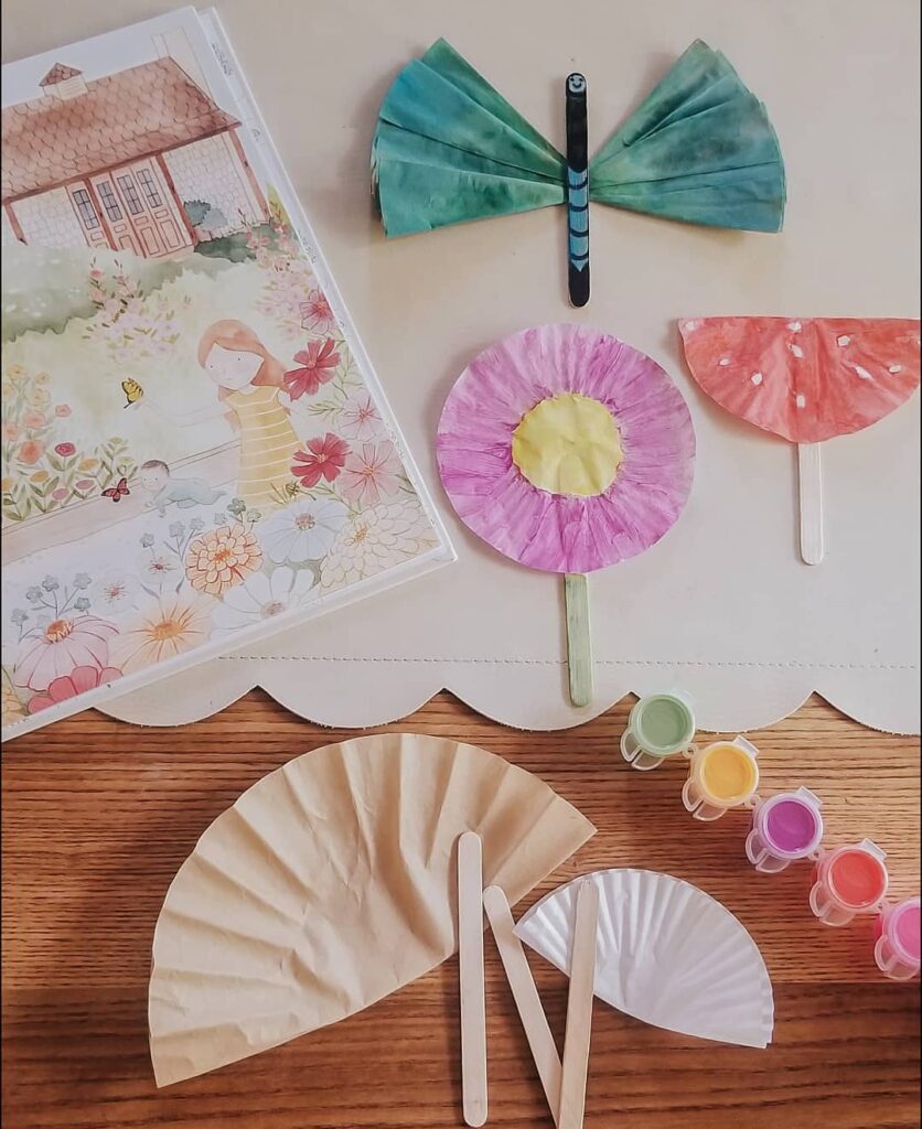 Paper craft butterfly flower designs with watercolor illustration